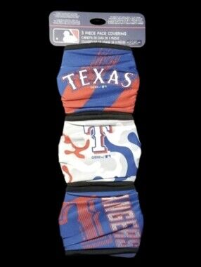 NEW-BOYS-3 PIECE FACE COVERING OFFICAL MLB RANGERS